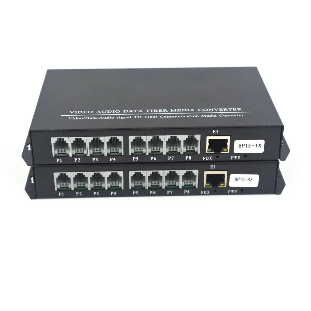 8 каналов PCM голосовой Телефон тел по волокну оптические преобразователи 100 м Ethernet