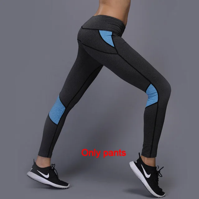 Blue Pants OLOEY, сексуальный комплект для йоги, спортивная одежда для женщин, футболка+ штаны для спортзала, дышащая одежда для тренировок, сжатые Леггинсы для йоги, спортивный костюм - Цвет: Blue Pants