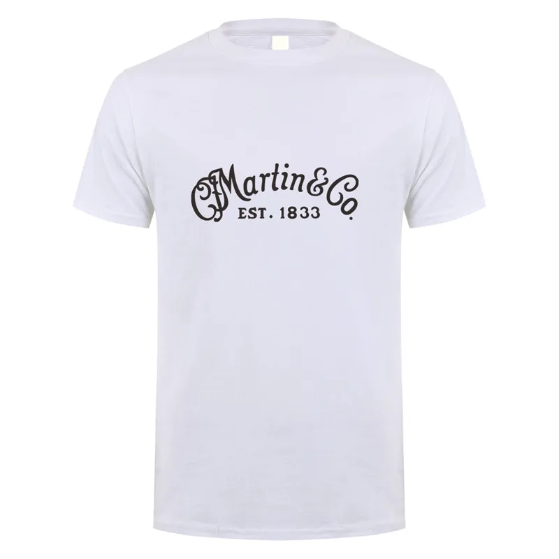 White Cf Martin гитары футболка Летняя с коротким рукавом Хлопок музыка футболка с гитарами Мужская футболка Топы тройники LH-078 - Цвет: White