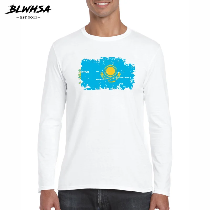 Новейшая Мужская футболка BLWHSA с флагом Казахстана 100% хлопок мужская