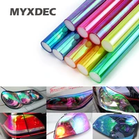 30cm1m shiny chameleon auto car styling headlights taillights translucent film lights turned change color car film stickers