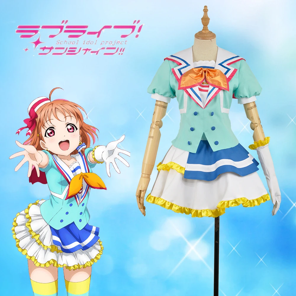 Аниме LoveLive! SunShine! Aqours OP Jumping Heart Takami Chika сценическое платье для девочек юбка женская