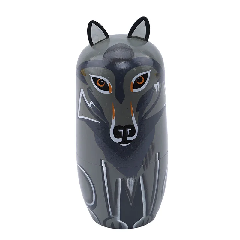 Новинка Симпатичные деревянные животные 5 шт./компл. Волчья Раскрашенная кукла