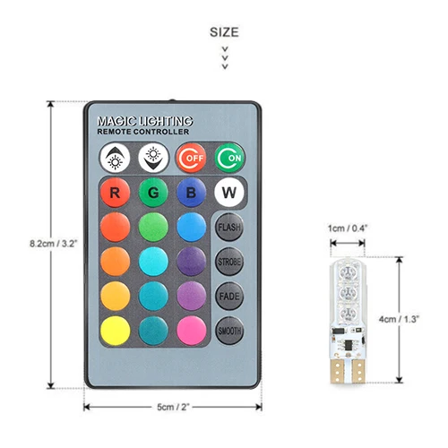 2018 1 пара T10 RGB автомобильное украшение для интерьера широкая лампа светильник