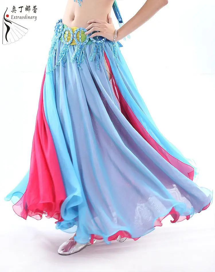 color 2 Танца живота Макси шифоновые юбки для танцев BellyDancing юбка Q00586 - Цвет: color 2