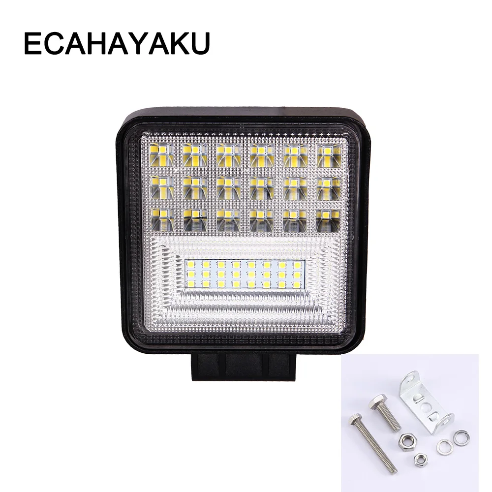 ECAHAYAKU 4 дюйма 126W светодиодный рабочий светильник бар 3 ряда Combo мотоцикл туман светильник s внедорожный светодиодный бар для пикап 4WD 4x4 ATV внедорожник джип грузовик