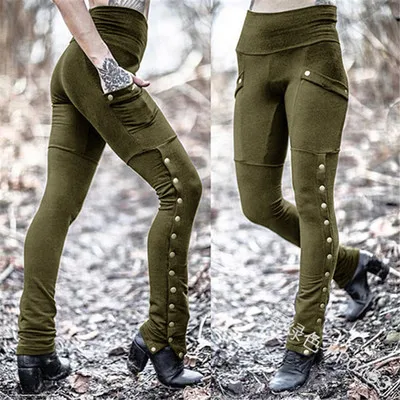 ArmyGreen Сексуальные брюки с заклепками, обтягивающие, тянущиеся, с карманами, женские брюки-карандаш, уличная одежда, высокая талия, подтяжка ягодиц, новинка, женские брюки - Цвет: ArmyGreen
