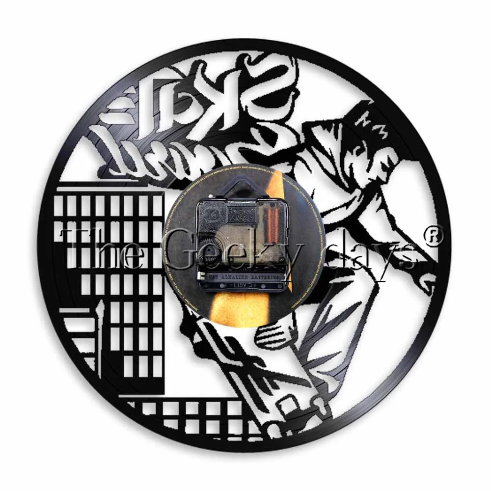 Скейтборд городской фигурки скейт мальчик виниловая запись настенные часы