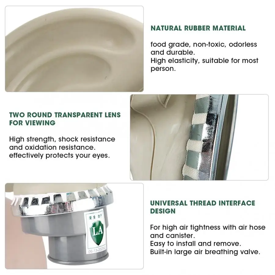 Противогаз из натурального каучука в стиле милитари полнолицевой защитный