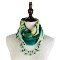 pendant chiffon scarf mujer summer jewelry shawls neckwear necklace echarpe fashion beads hijab