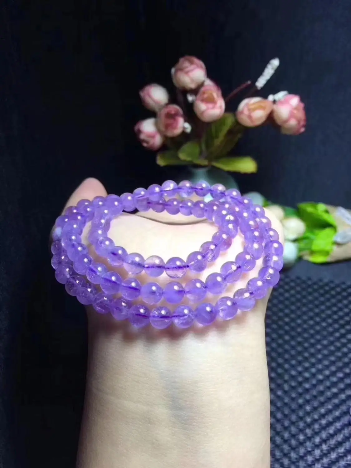 Браслет для женщин браслет из 3 круглых бусин с натуральным лавандовым аметистом