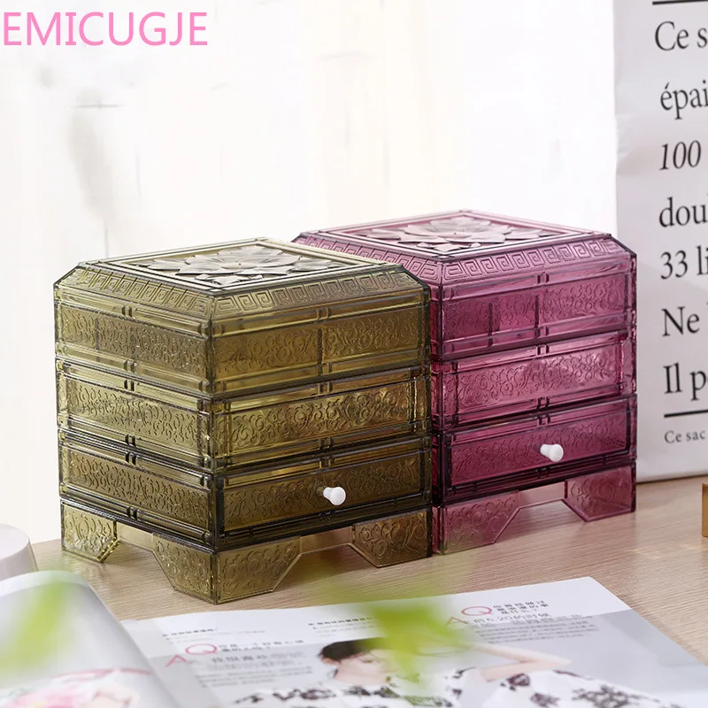 Drawer Makeup Organizer Ring Earring Container Casket Jewelry Display Desk Decor Clear Acrylic Storage Case Box | Дом и сад