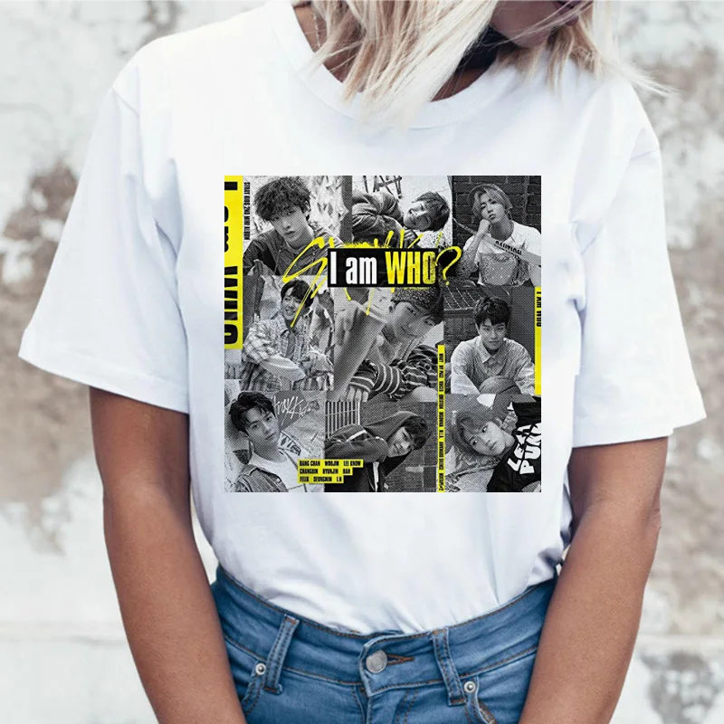 Stray Kids/Корейская футболка с надписью «I am Who»; футболка; женская одежда; футболки в стиле Харадзюку; летняя уличная одежда; ulzzang - Цвет: 3060