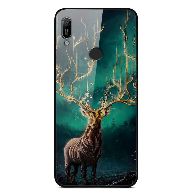 19 Для huawei Y6 Prime чехол из закаленного стекла чехол твердая задняя крышка чехол для телефона для huawei Y6 Y6 Prime TPU бампер чехол s - Цвет: 19