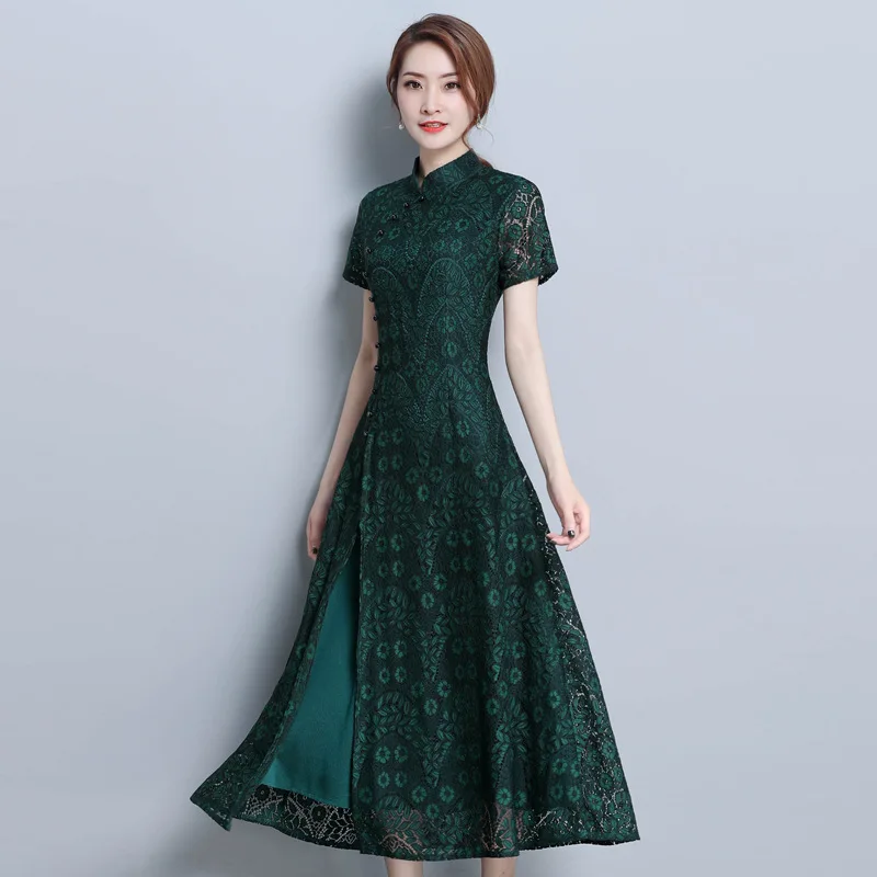 Вьетнам Ао Дай азиатской одежды традиционные кружева qipao платья
