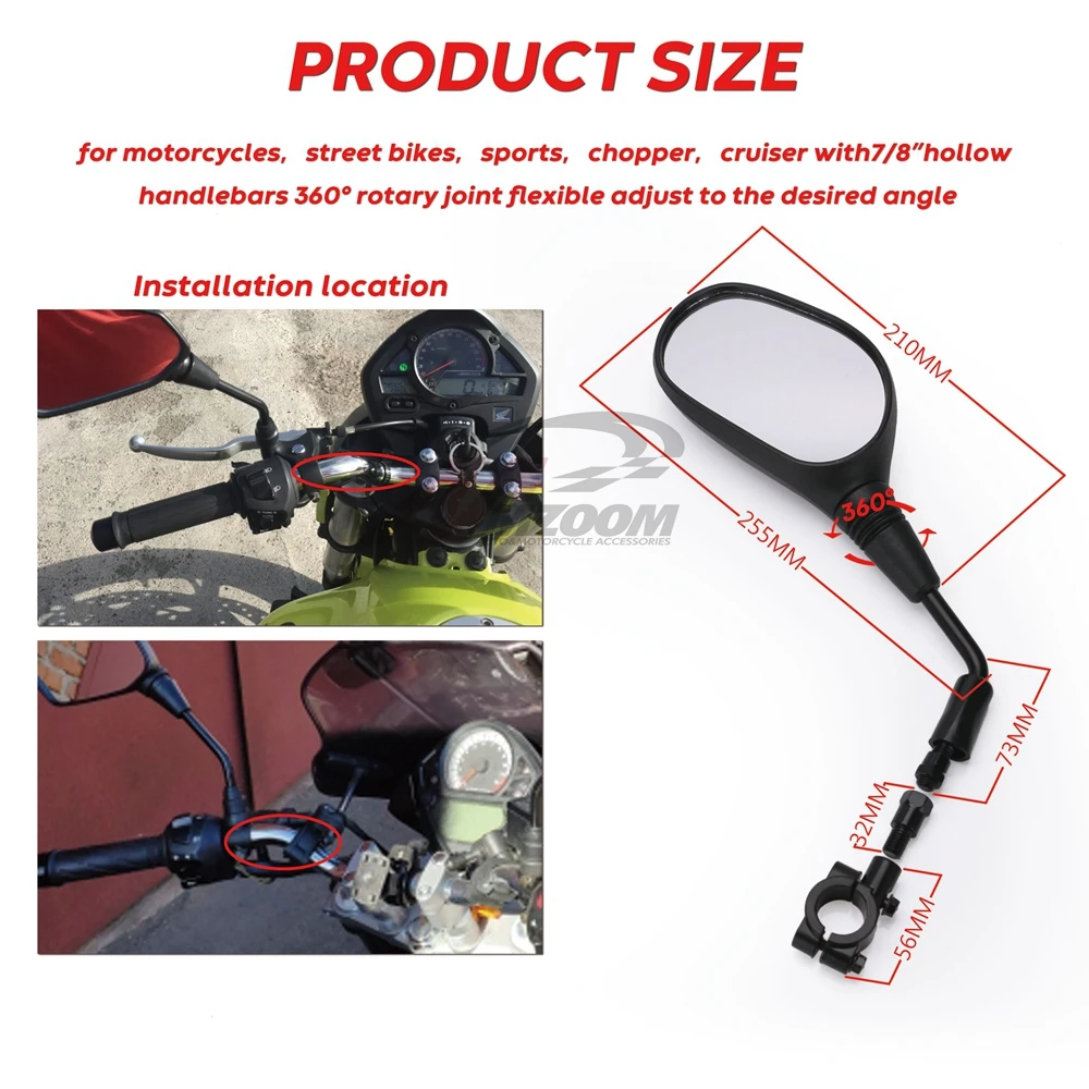 7/8 &quotРуль 8 мм зеркало заднего вида + зажим держателя кронштейна для ATV Quad Pit Dirt Bike Go