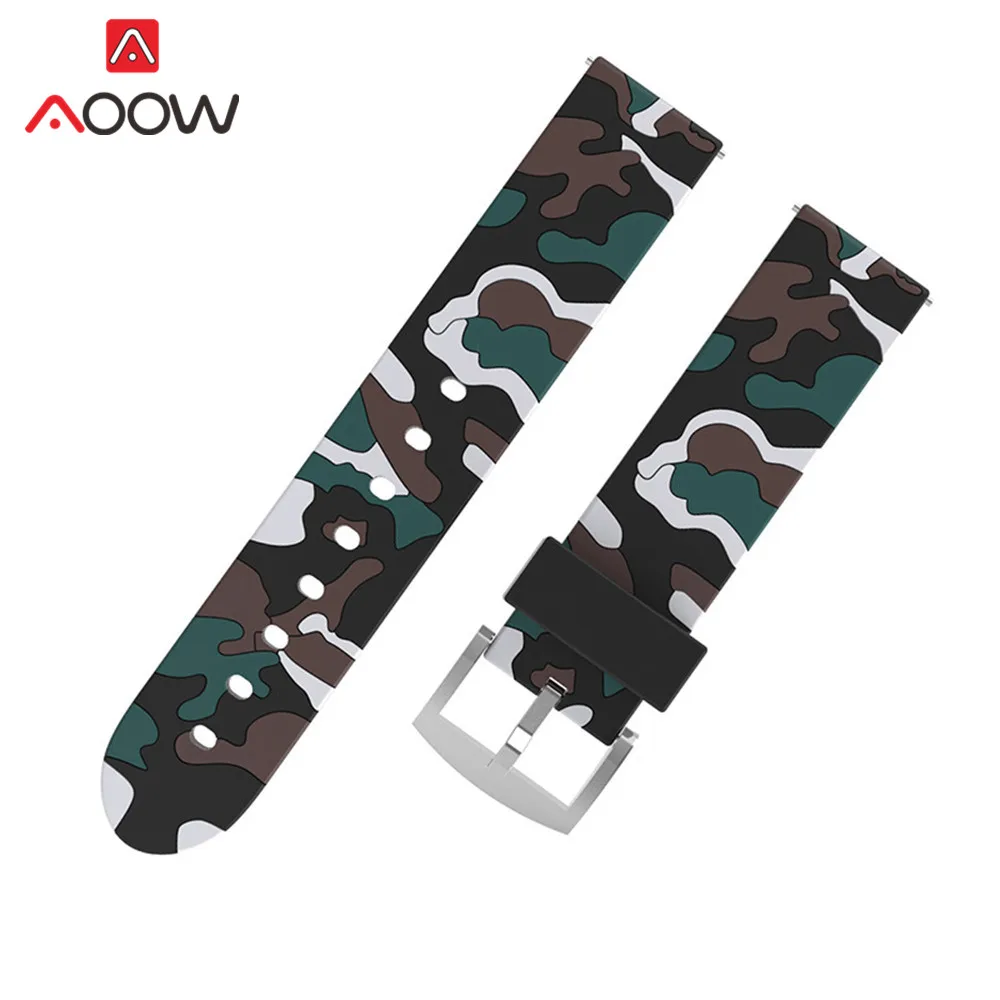 Colorful 2 20mm 22mm High Quality Silicone Watchband for Samsung Galaxy Active 42mm 46mm Soft Camouflage Strap Bracelet Band for Gear S2 S3 - Цвет ремешка: Colorful 2