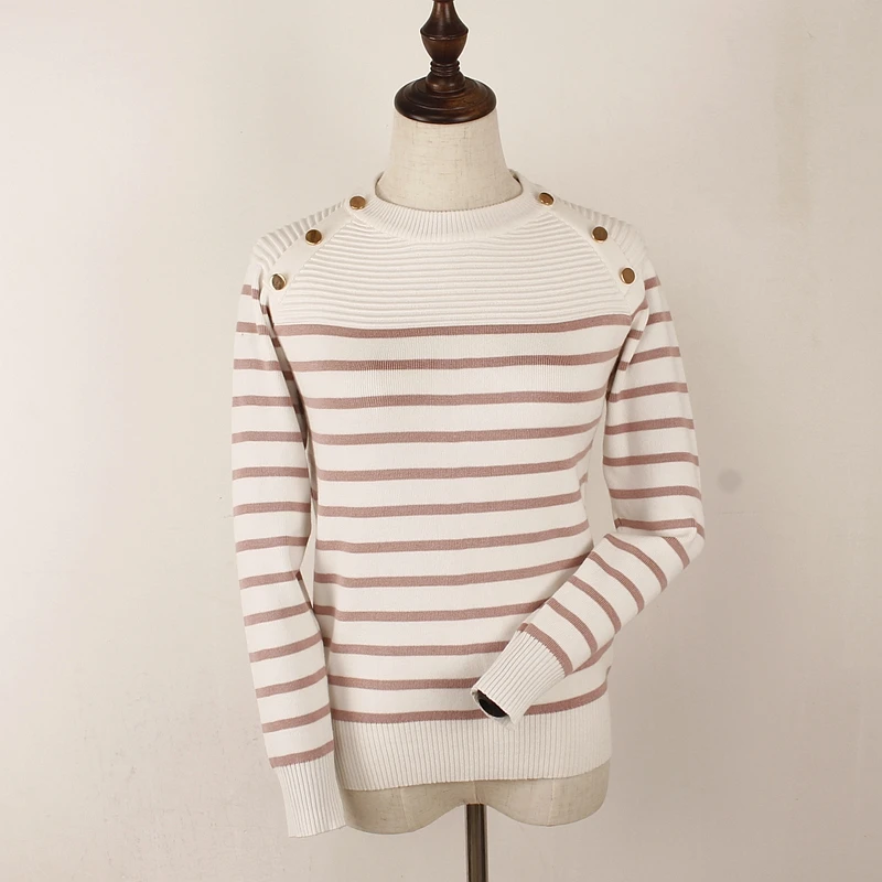 New Autumn Winter Women Pullover Sweater Fashion Striped Designer Casual Jumper O-Neck Long Sleeves Female | Женская одежда