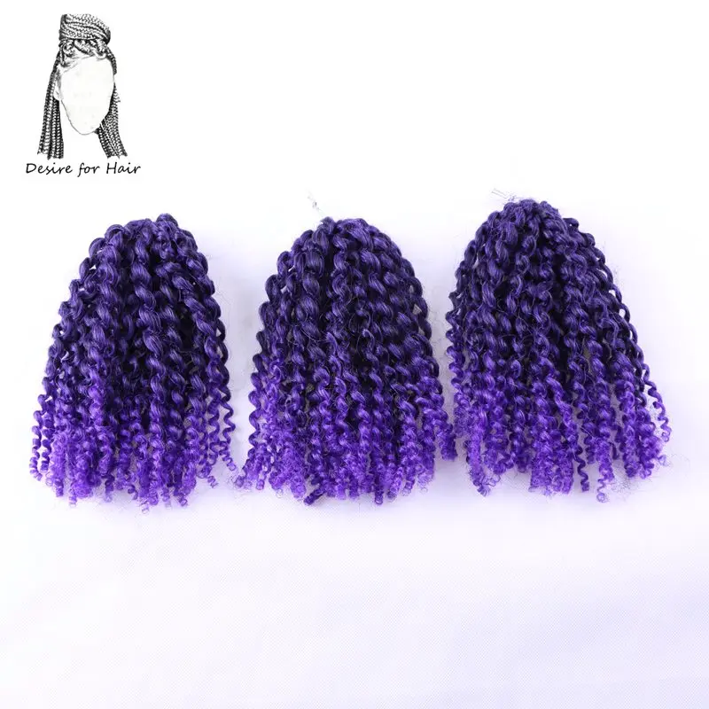 Desire for hair 7packs per lot 8inch 85grams pre crochet kinky curly braids malibob braiding ombre pink purple color |