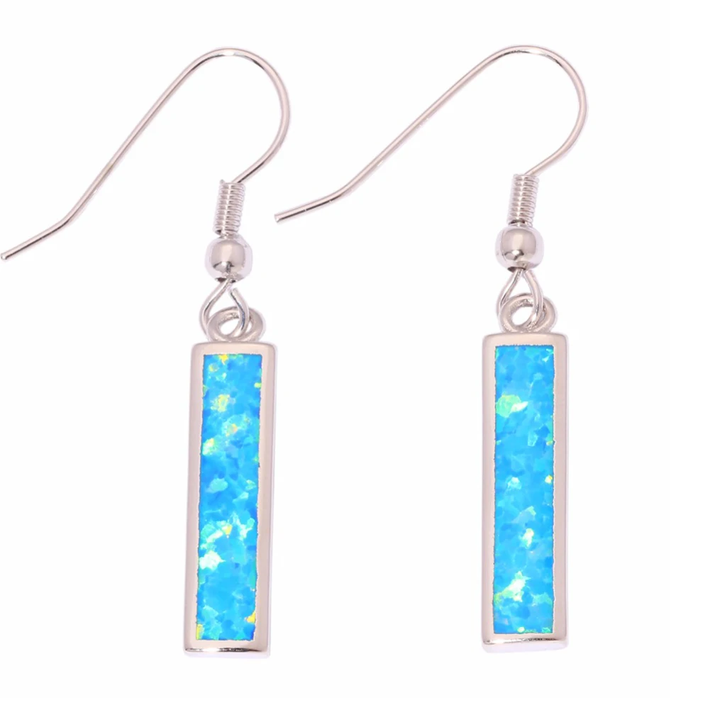 CiNily Created Blue Fire опаловые посеребренные серьги,,, Модные женские ювелирные изделия, Висячие серьги 1 5/" OH3410
