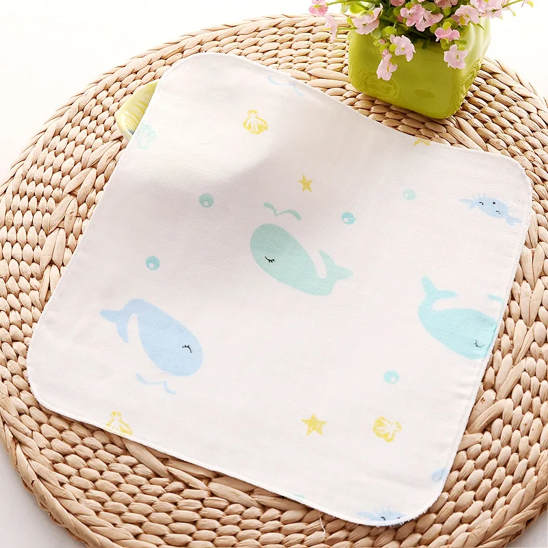 2 шт. Двухслойное детское газовое полотенце с принтом для лица новорожденных