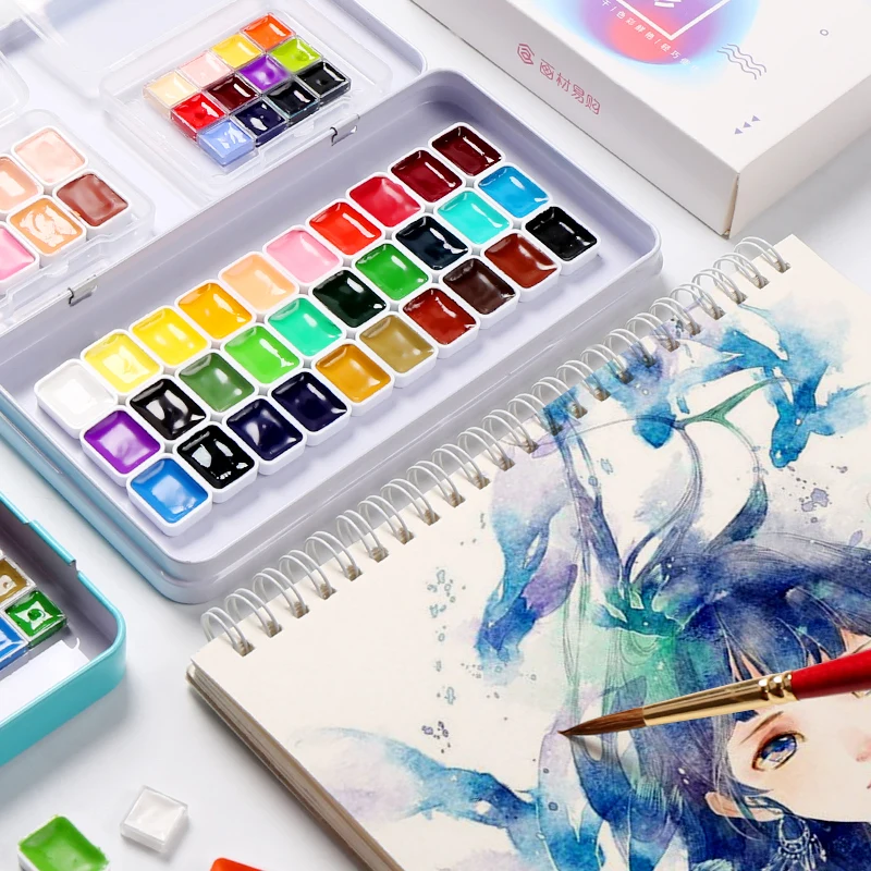 WINSOR& NEWTON твердый пигмент воды Цвет Краски 8/12/24/36/45 Цвет Cotman высокого уровня воды Цвет художественные рисовальные принадлежности полукювет мини