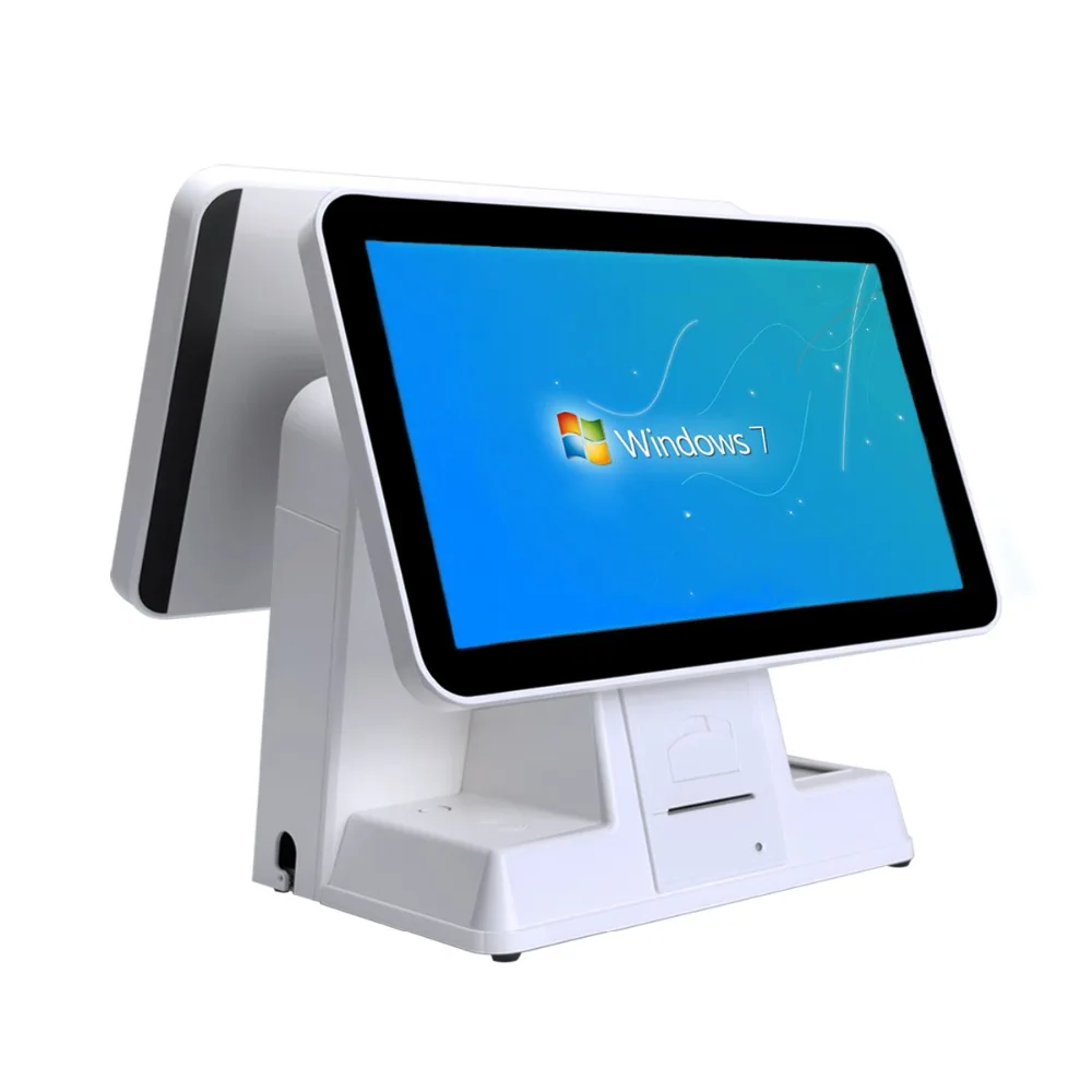 

Hspos new dual 15inch display POS Cash Register HS-156D-H2 Built-in 58 thermal printer can use almost pos Software