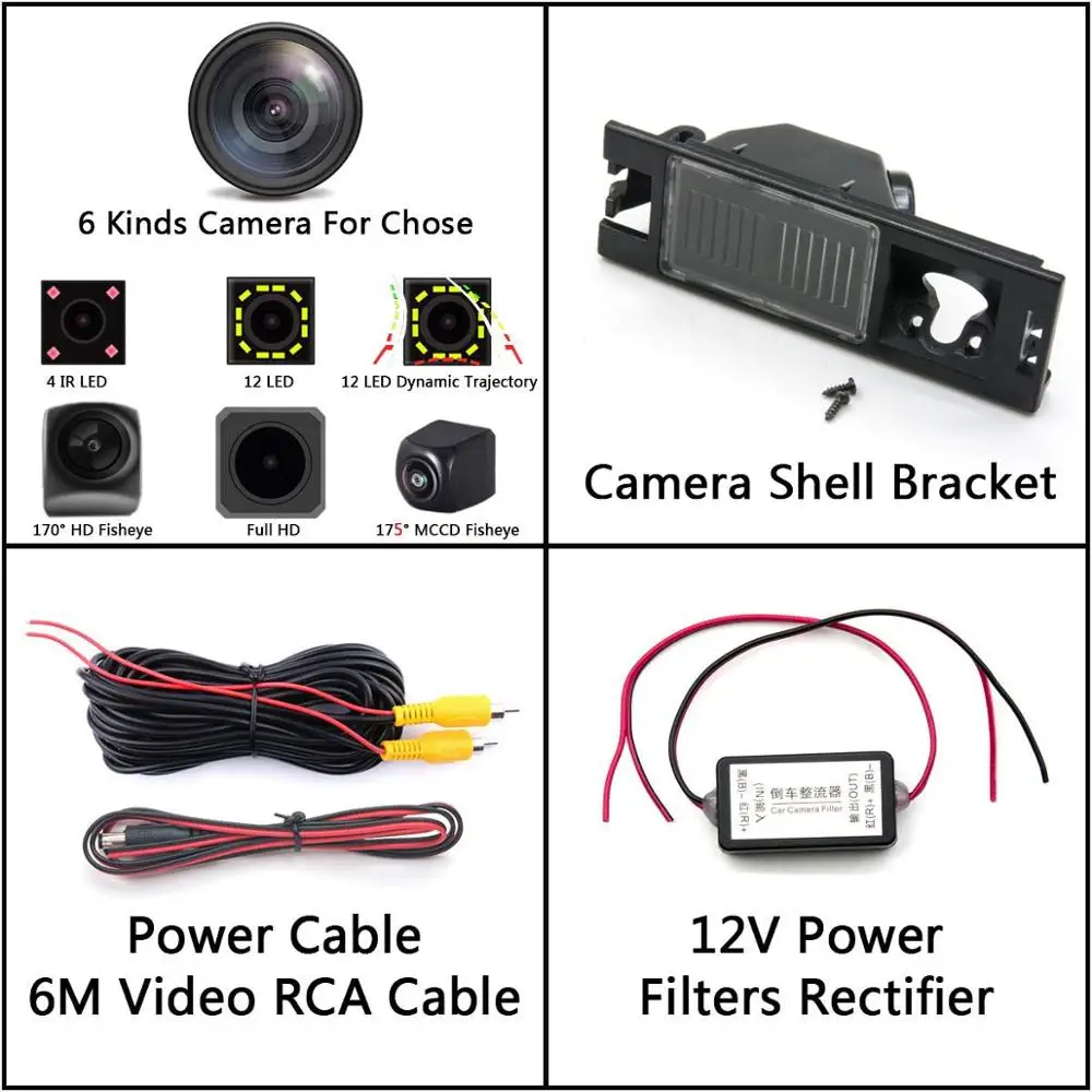 Camera with Filters 175 градусов MCCD рыбий глаз 12LED HD камера заднего вида для hyundai New Tucson IX35 Buick Regal Chevrolet Malibu автомобильный парковочный монитор - Название цвета: Camera with Filters