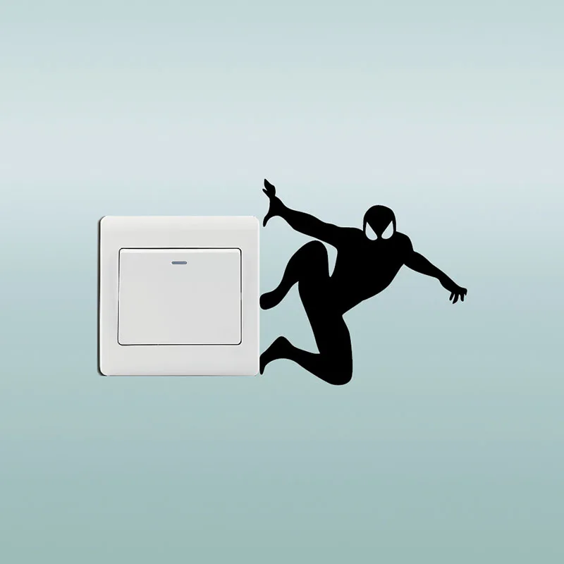 Super Hero Spider-man Children Room Cartoon Vinyl Wall Sticker Switch Decoration | Дом и сад