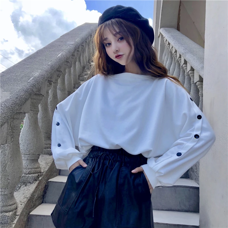 3 цвета Mihoshop Ulzzang Корейская женская модная одежда с круглым вырезом Свободные