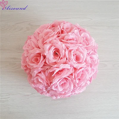 Color 19 coral pink 1 шт. подвесной Декор цветок шар центральный Шелковая Роза украшение для свадьбы целующиеся шары Pomanders свадебный декоративный шар композиция - Цвет: Color 19 coral pink