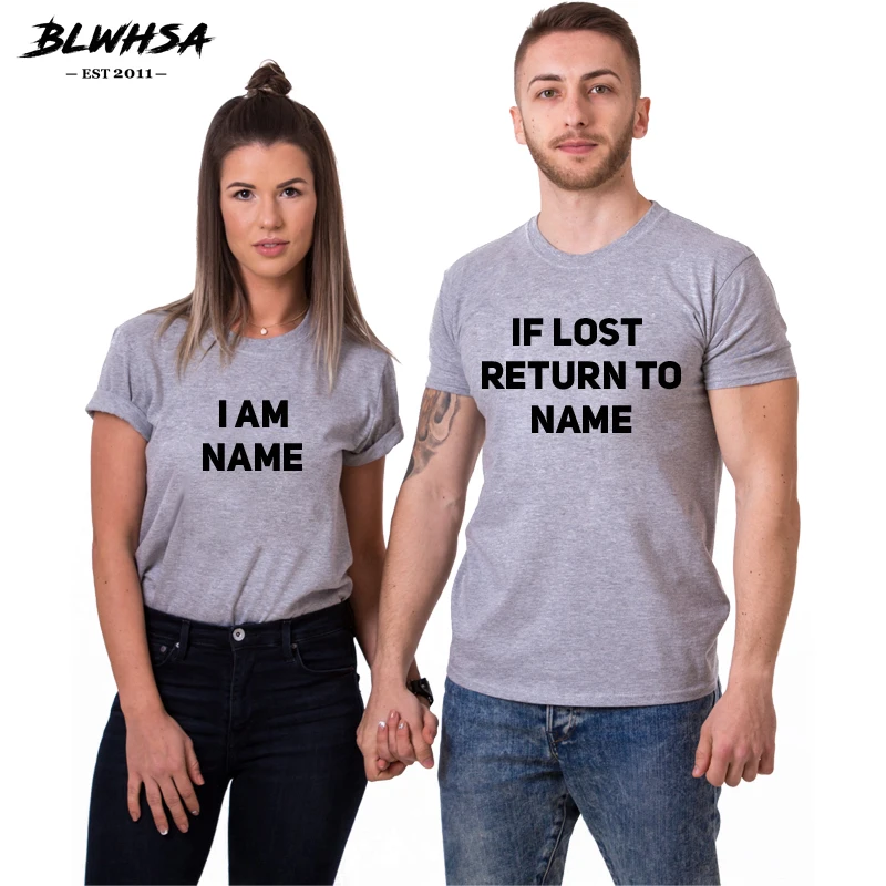 

Футболка BLWHSA для пары, женская футболка с надписью «Return To Name I Am Name», модная свадебная футболка для жениха, невесты