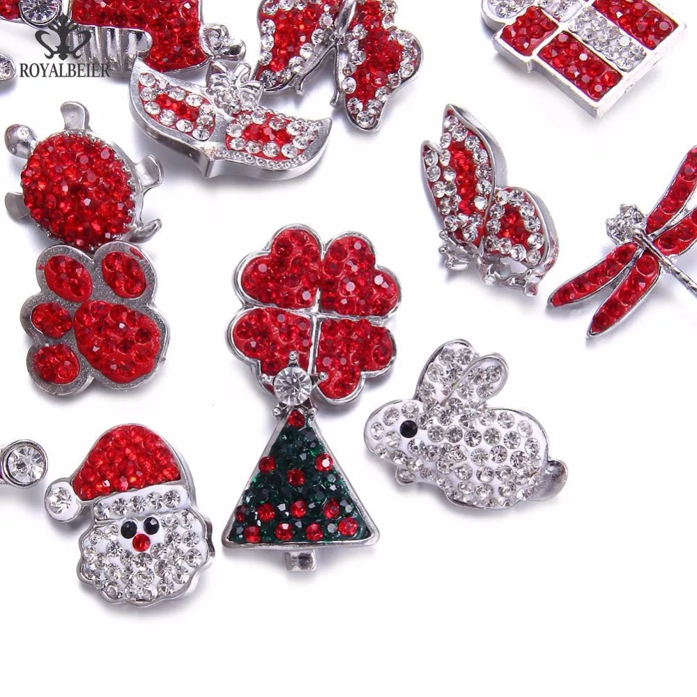 ROYALBEIER смешанные рождественские Стразы Снеговик кристалл металлическая кнопка