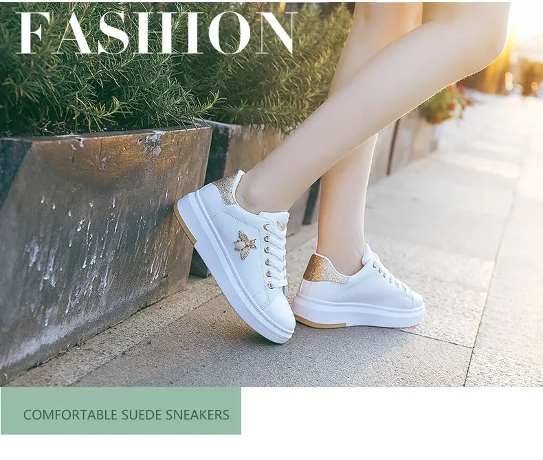 Белая обувь; женские кроссовки на платформе; zapatos de mujer; модная обувь со стразами; chaussures femme bee; Женская обувь в стиле пэчворк; ST351