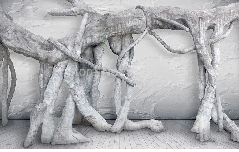 Пользовательские Настенные обои современный простой 3D Искусство черно-белый Лес Дерево гостиная ТВ фон Декор обои живопись