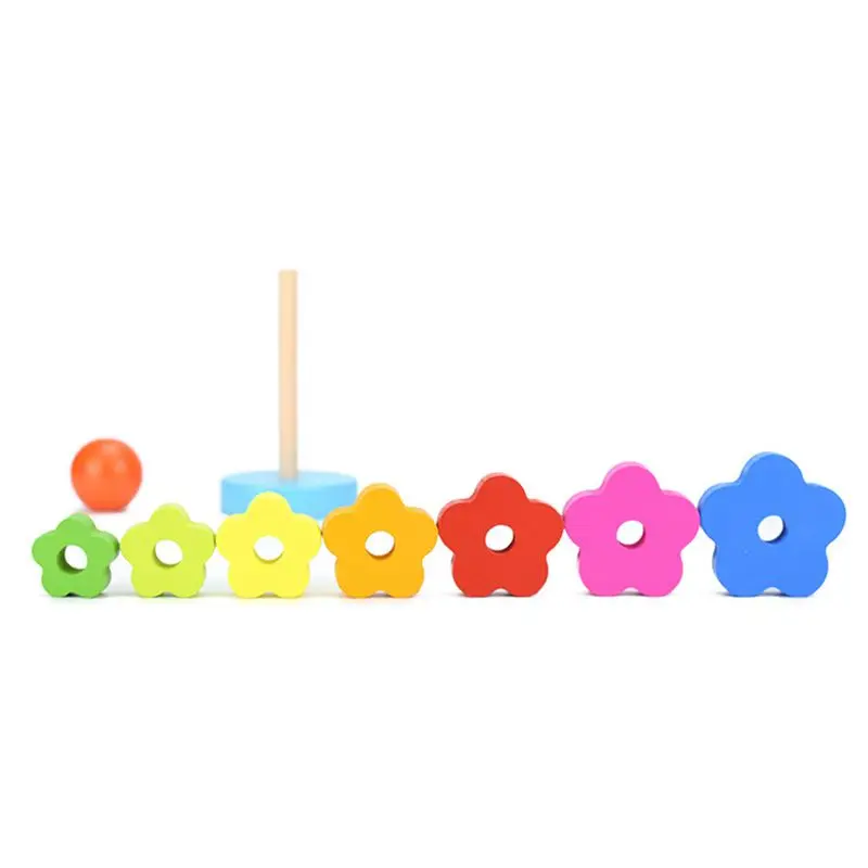 

Baby Kid Education Wooden Toy Stacking Nest Learning Stack Up Rainbow Tower Blocks