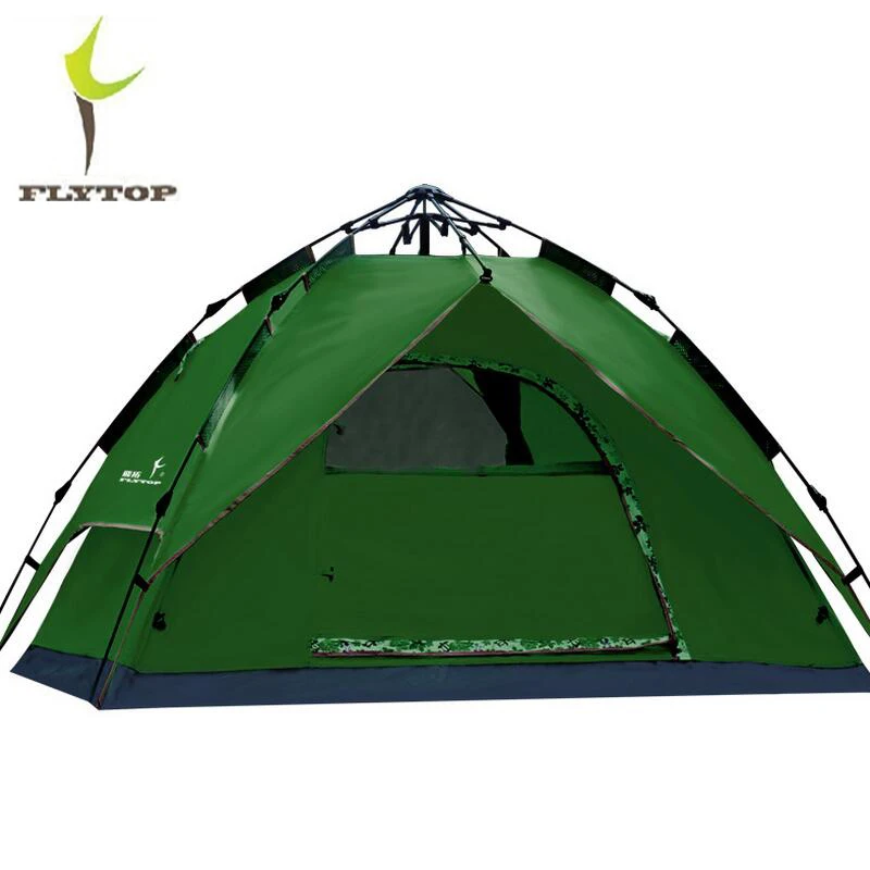 FLYTOP, двухслойная палатка для кемпинга, беседка, для улицы, 3-4 человека, автоматические палатки, зима, 4 сезона, для рыбалки, семейные, вечерние, туристические палатки