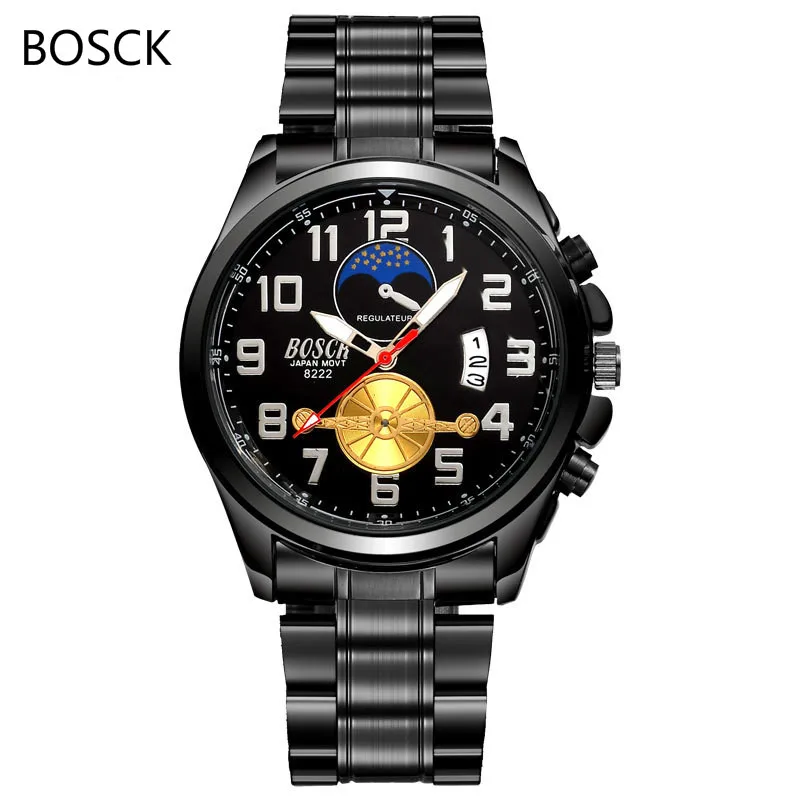 

Bosck Watch Mens Quartz Watches Top Brand Luxury Night Stars Leisure Fashion Calendar Date Day Waterproof Male Wrist Watch Reloj