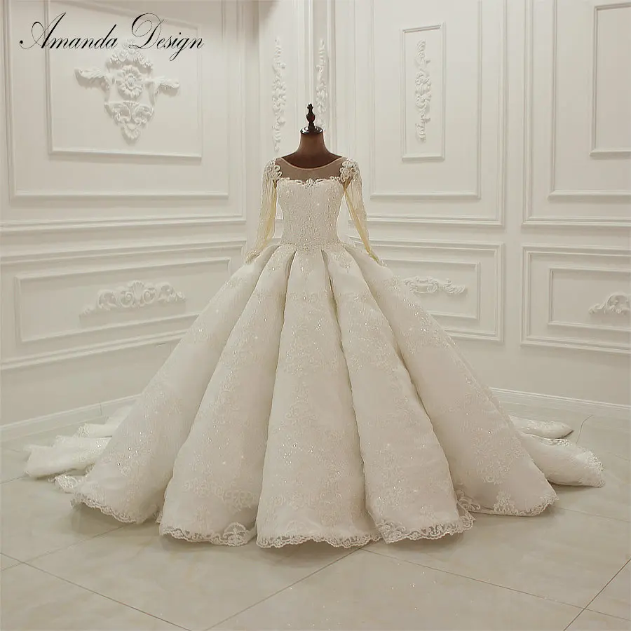 Кружевное плиссированное свадебное платье Amanda Novias bruidsjurken с длинными рукавами и