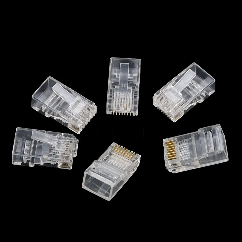 50PCS RJ45 RJ-45 CAT5 CAT5E Modular Cable Head Plug Ethernet Gold Plated Network Connector | Обустройство дома