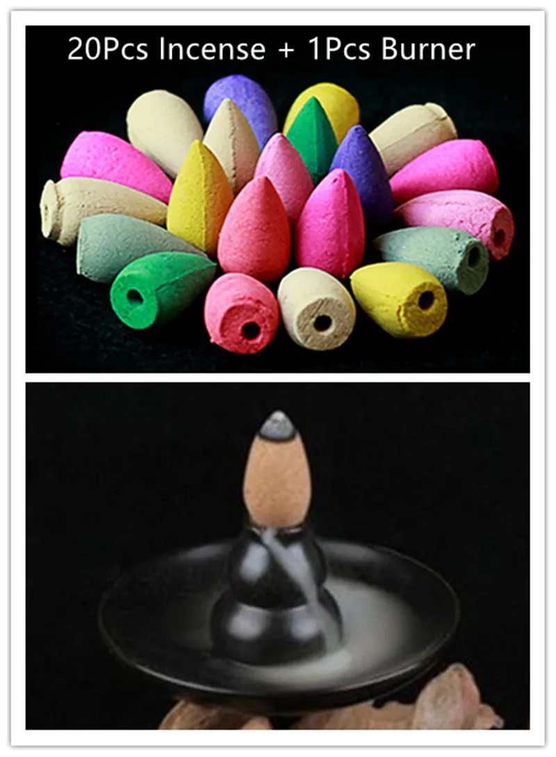 20 шт. смешанные конусы для благовоний с ароматической горелкой красочный аромат