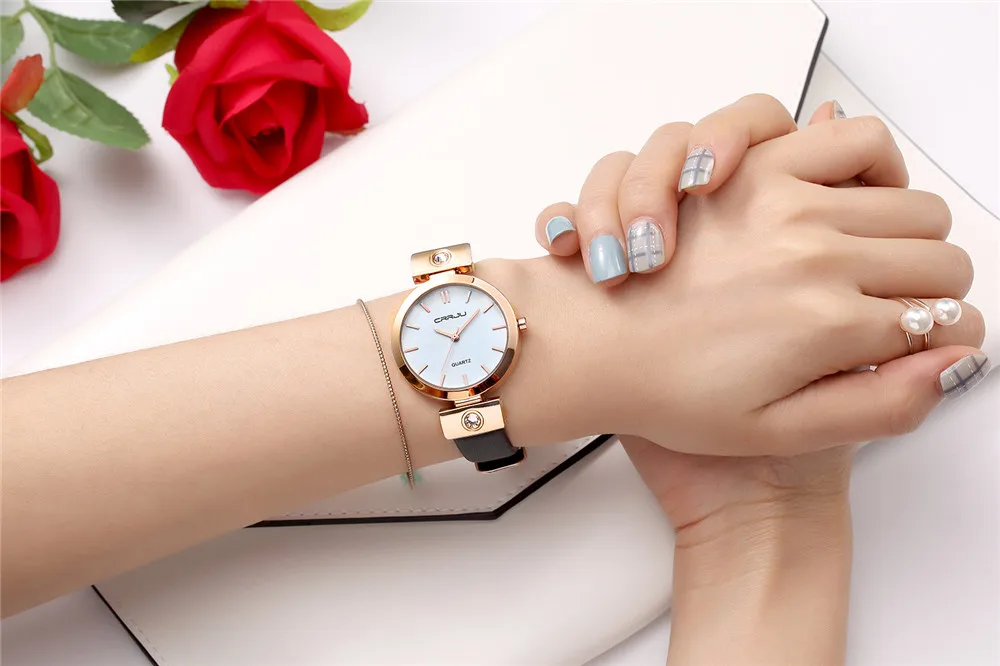 CRRJU 2017 модные наручные часы женские роскошные брендовые кварцевые Relogio Feminino Montre