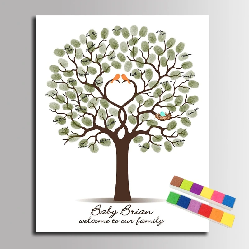 

Party Decor Kids Fingerprint Wedding Tree Painting Baby Shower Guest Signature Book Birthday Baptism Gift Communion Souvenir