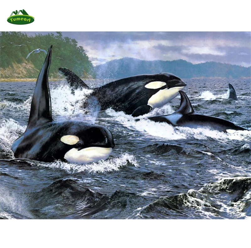 YUMEART 5d алмазная живопись сделай сам полноразмерные картины Черная Акула 3D