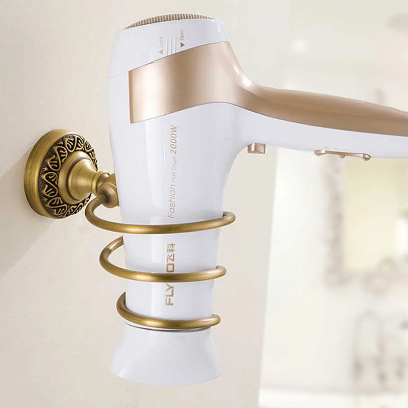 Hair Dryer Holder Антикварные латунные стаканы для ванной комнаты и держатель настенный двойной керамический стакан латунный стеллаж аксессуары для ванной комнаты - Цвет: Hair Dryer Holder