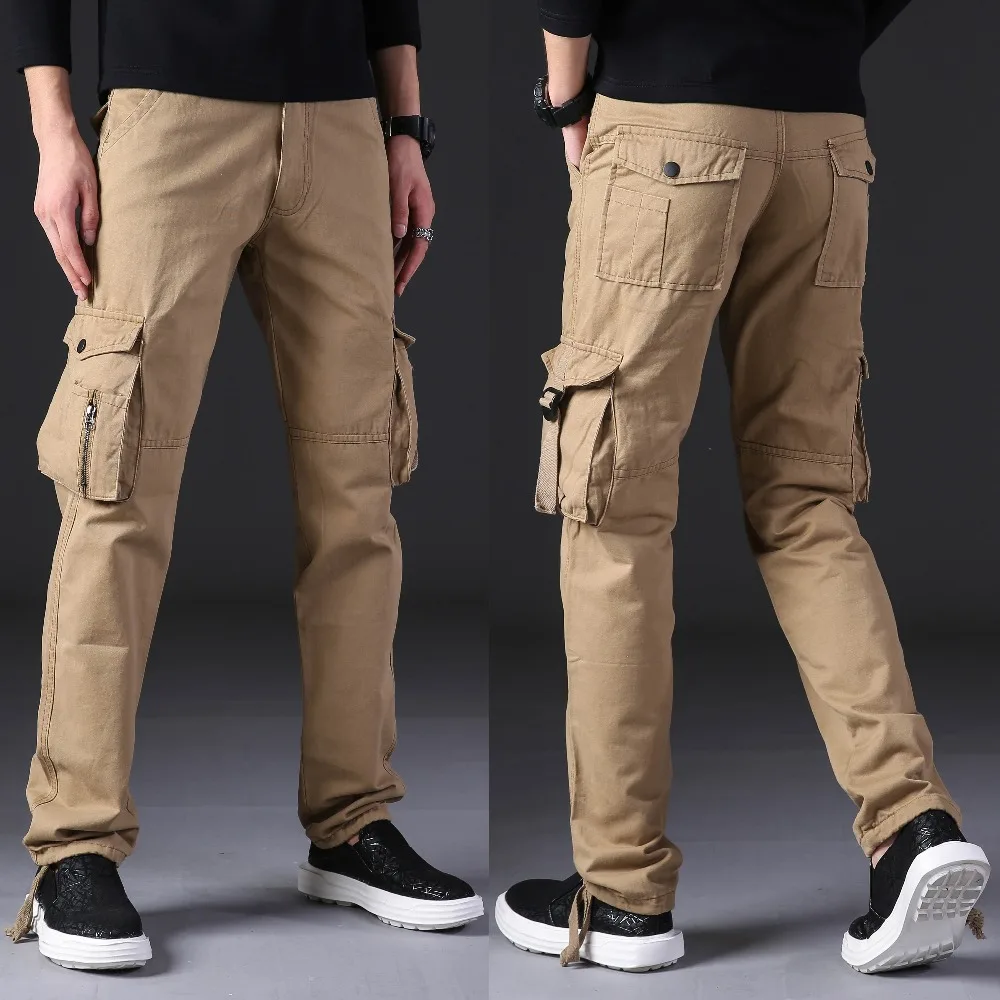 

NIGRITY Mens Winter Pants Thick Warm Cargo Pants Casual Fleece Pockets Fur Trouser Fashion Loose Baggy Joger Worker Male