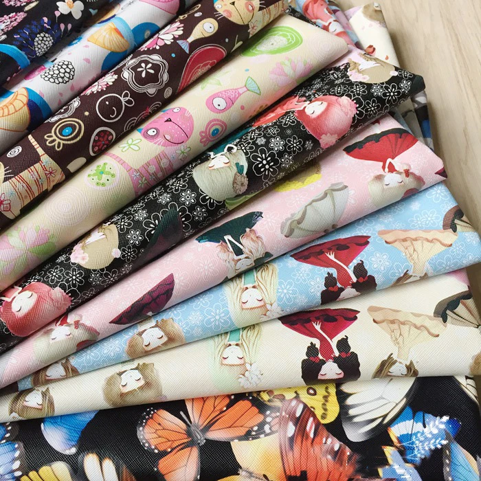 Искусственный искусственная кожа 50*135 см Kawaii Мультфильм искусственная кожа с тиснением лист для самостоятельного пошива одежды сумки узел-бант Декор