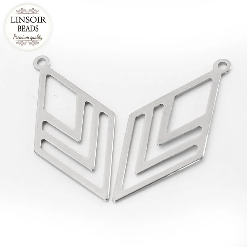 

10pcs/lot 18*40mm Silver Color Stainless Steel Rhombus Shape Hollow Out Pendants Drop For Earrings Charms Jewelry Making F3361