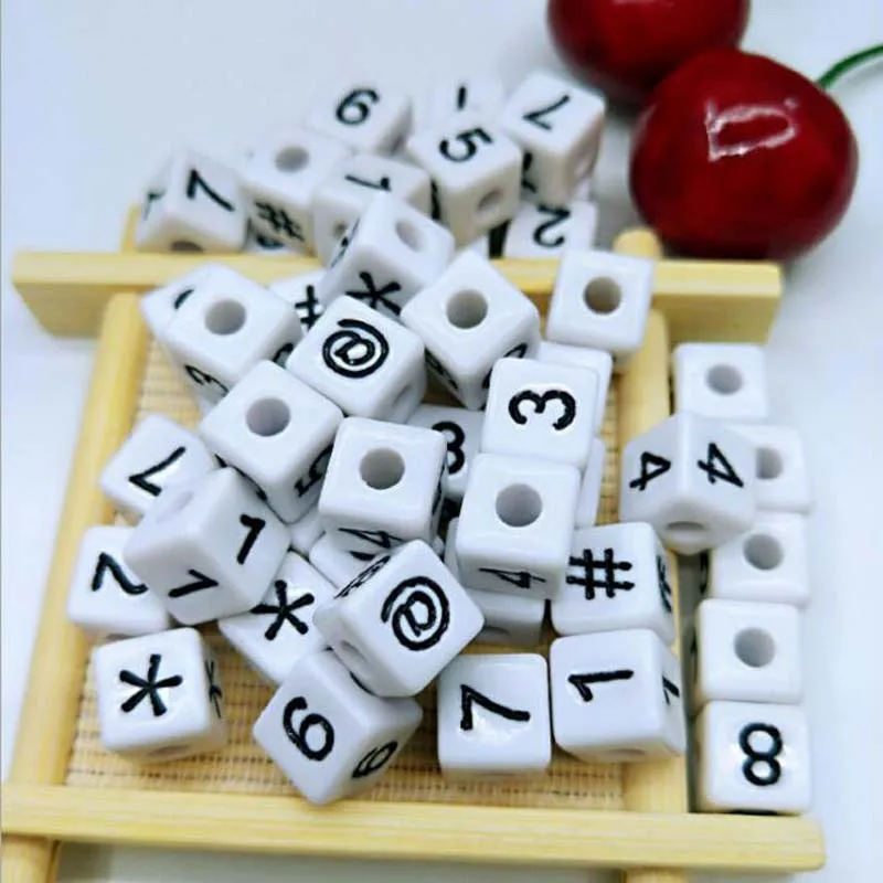 Plastic Number White 400PC Size Of 1 cm Beads Acrylic Big Children Education Handmade DIY Bracelet Bead Jewelry Make Gift | Украшения и