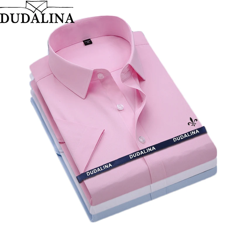 Dudalina Camisa, мужская рубашка, короткий рукав, мужская рубашка, брендовая одежда, повседневная, облегающая, Camisa Social Masculina Chemise Homme, без карманов